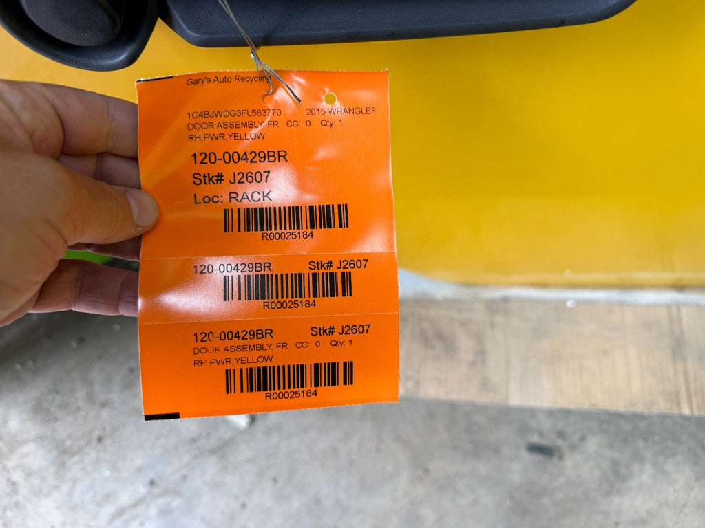 07-18 JEEP WRANGLER JK OEM FULL HARD DOORS YELLOW WITH DOOR PANELS MIRRORS