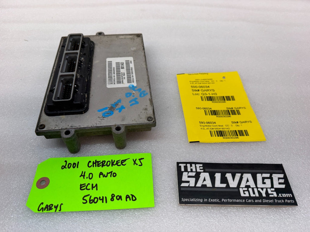 01 JEEP CHEROKEE XJ 4.0 AUTOMATIC ENGINE COMPUTER ECM ECU P56041801AD