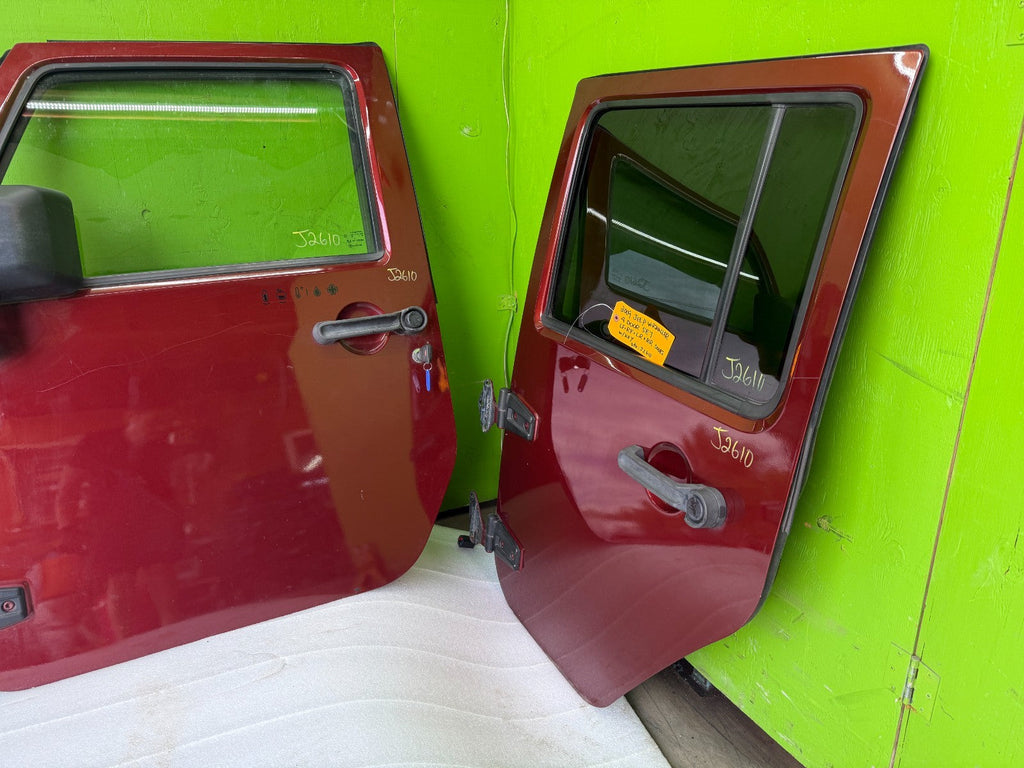 07-18 JEEP WRANGLER JK OEM FULL HARD DOORS RED WITH DOOR PANELS MIRROR KEY PEM