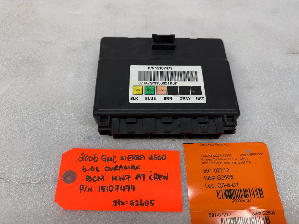 06 07 Chevrolet GMC DURAMAX LBZ 6.6 BODY CONTROL MODULE BCM 15107479