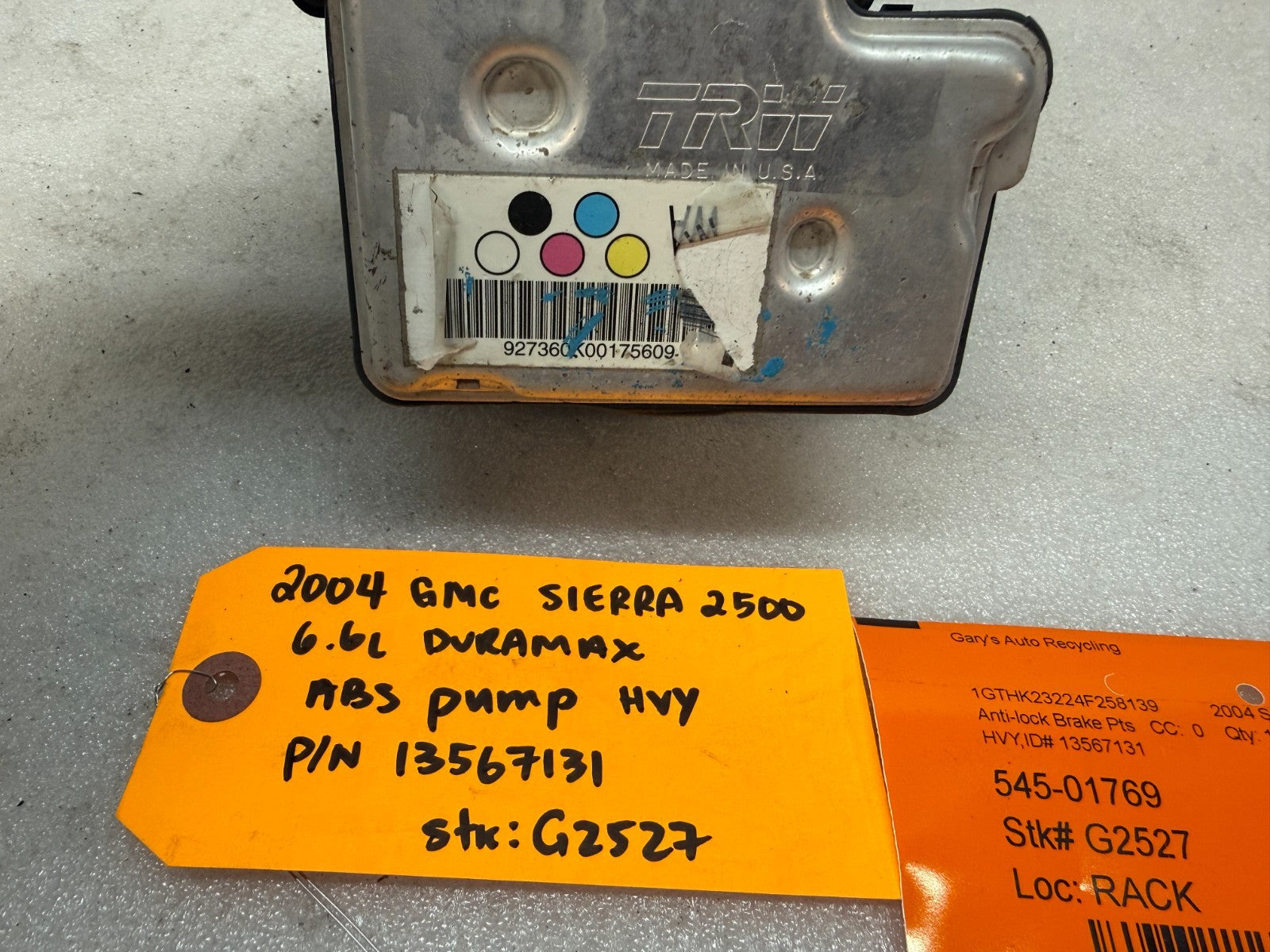 03-07 Chevrolet GMC SILVERADO 2500 6.6 ABS ANTI LOCK BRAKE PUMP MODULE 13567131