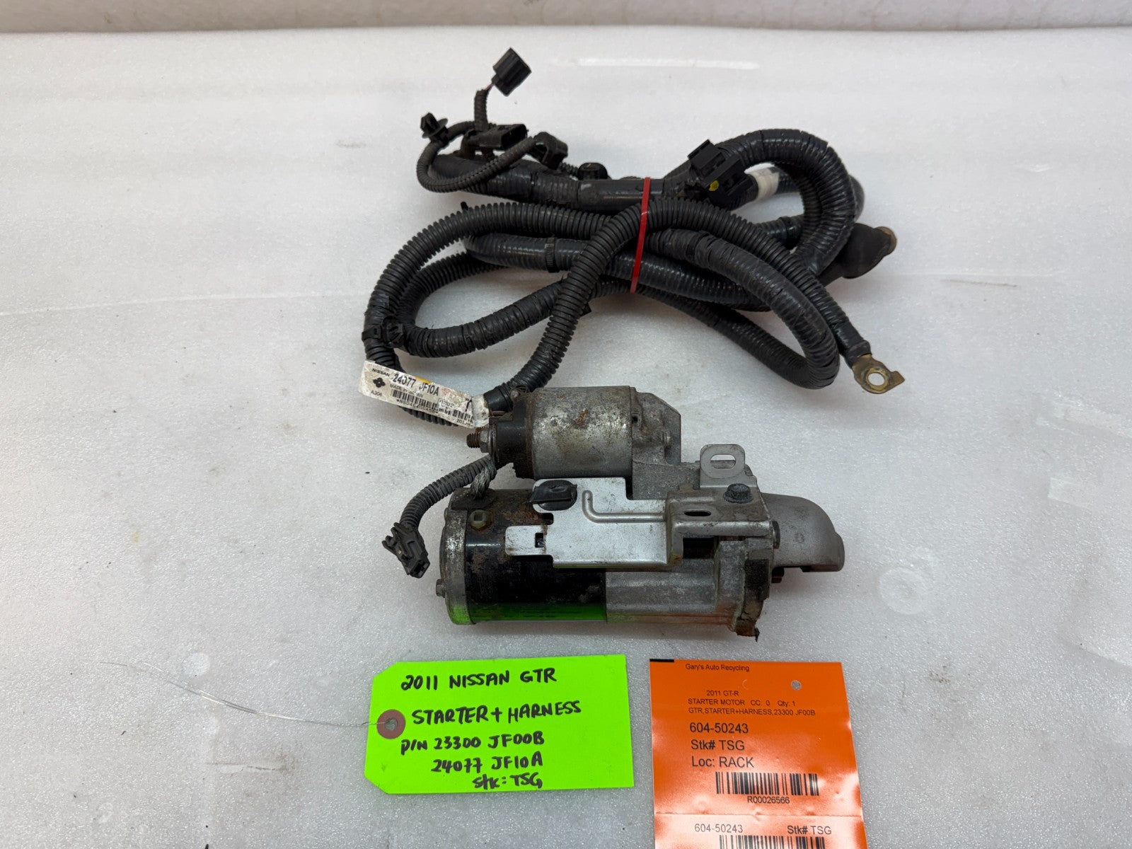 11 NISSAN GTR R35 OEM VR38 OEM STARTER AND BATT CABLE HARNESS 23300JF00B 09-13