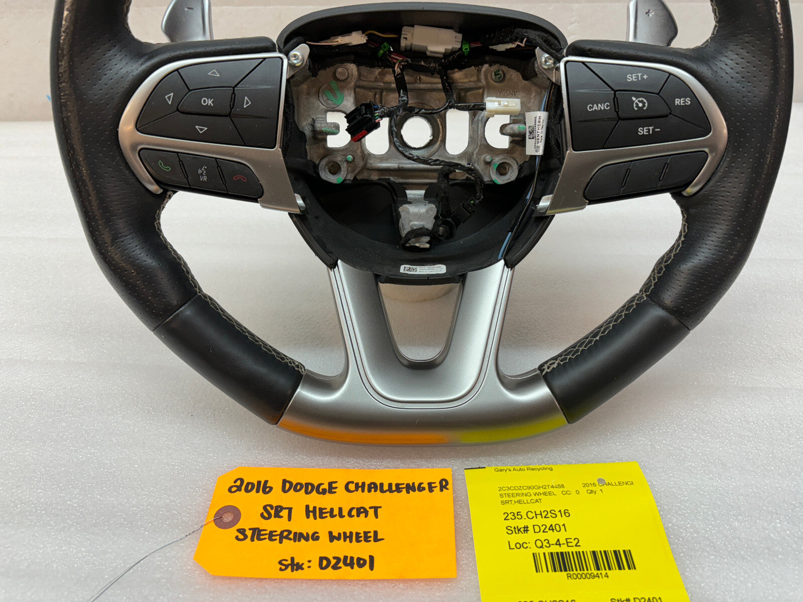 16 DODGE CHALLENGER HELLCAT SRT OEM BLACK LEATHER STEERING WHEEL AUTOMATIC 15-18