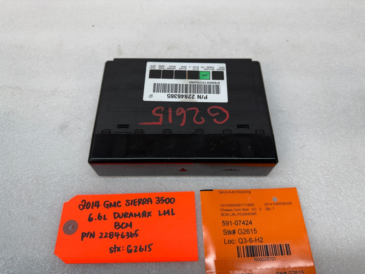 11-14 Chevrolet GMC 2500HD DURAMAX 6.6 LML BCM BODY CONTROL MODULE 22846365