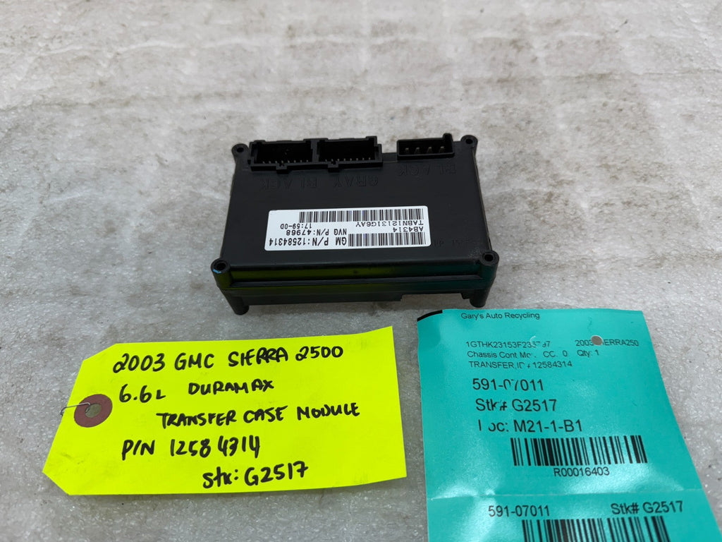 03-07 GMC SIERRA SILVERADO 2500 3500 TRANSFER CASE CONTROL MODULE 12584314