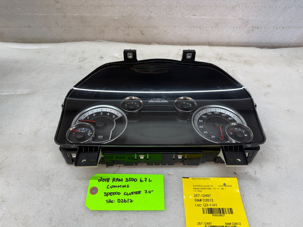 15-18 DODGE RAM 2500 3500 6.7 DIESEL GAUGE CLUSTER SPEEDOMETER 7" EVIC SCREEN