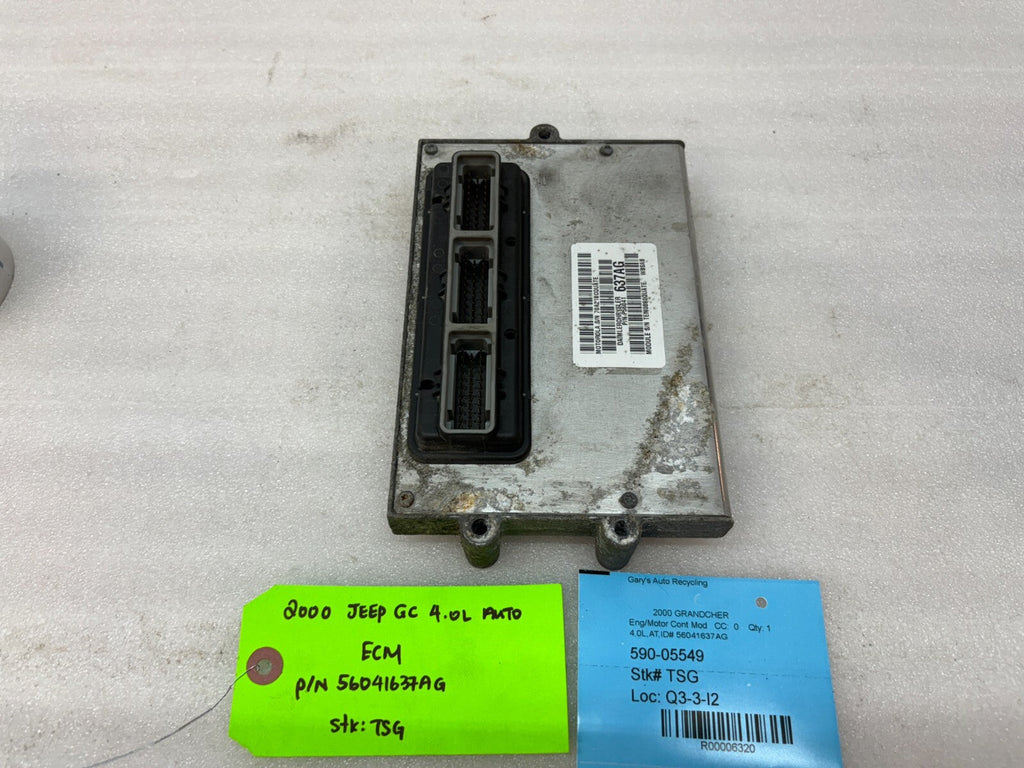 00 JEEP GRAND CHEROKEE 4.0 AUTOMATIC ENGINE COMPUTER ECM ECU P56041637AG