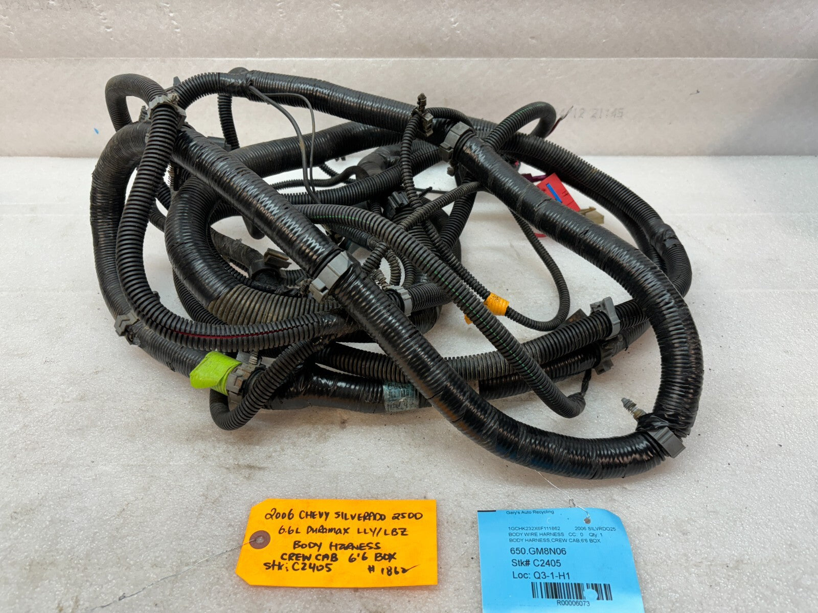 06 07 Chevrolet GMC 2500HD 3500 4wd CREW CAB SHORT BOX CHASSIS WIRING HARNESS