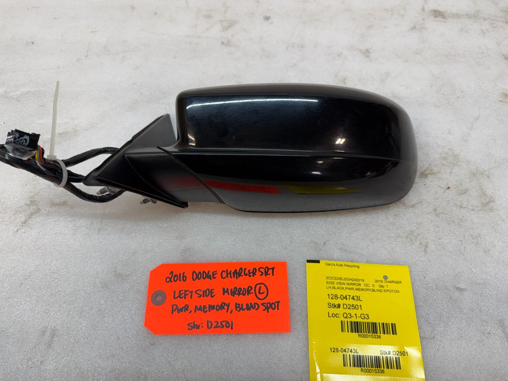 16 DODGE CHALLENGER HELLCAT SRT OEM BLACK LEFT MIRROR W/ BS MEMORY ETC 12-24