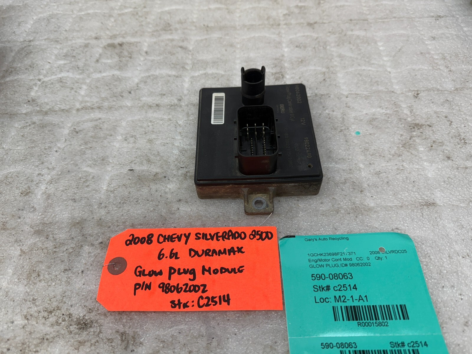 07-10 CHEVROLET SILVERADO DURAMAX 6.6 GLOW PLUG CONTROL MODULE OEM 98062002