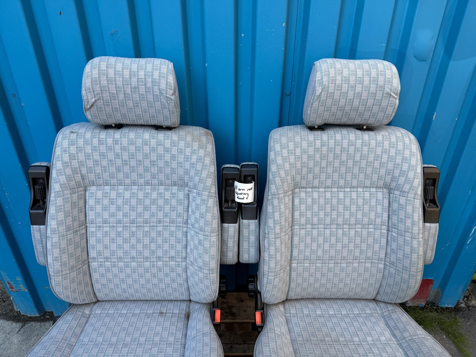 93 VW EUROVAN T4 OEM GREY CLOTH FRONT SEATS ON SWIVEL BASES SWIVEL SEAT