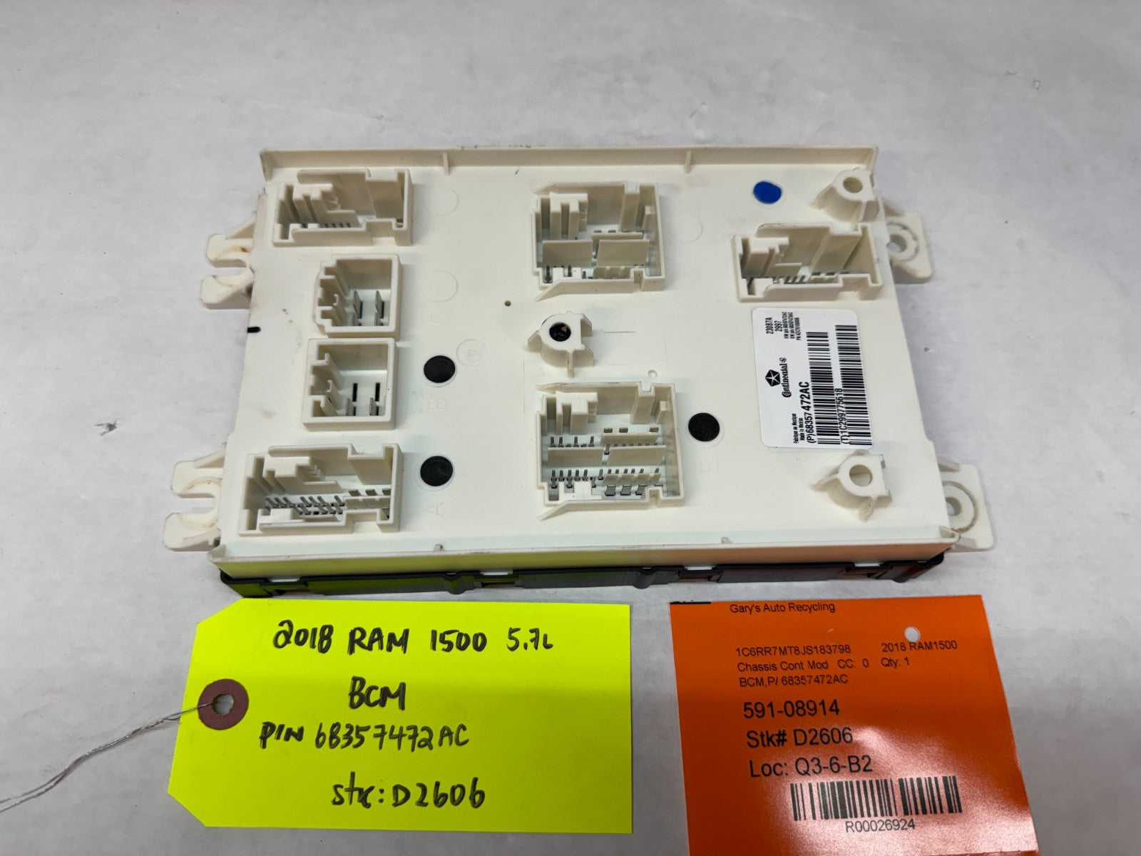 18 DODGE RAM SPORT 1500 5.7 BCM BODY CONTROL MODULE 68357472AC 17-20 63k