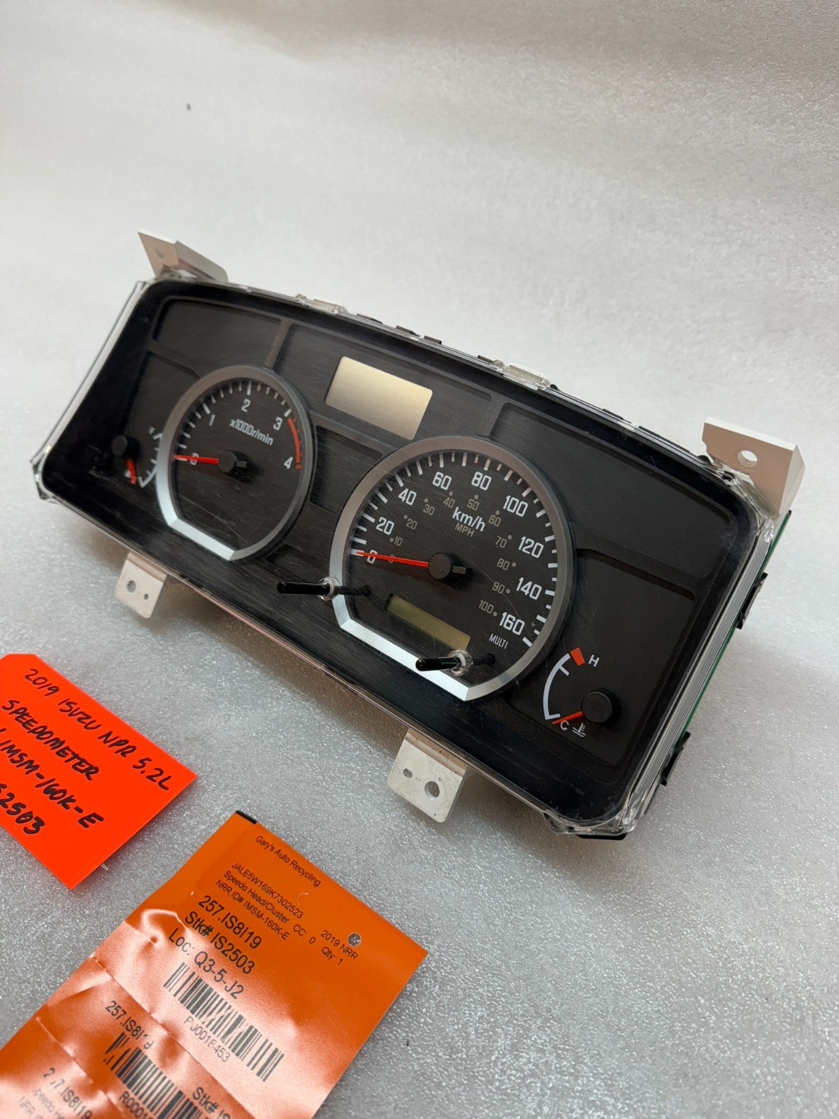 19 ISUZU NRR NPR NQR 5.2 METRIC SPEEDOMETER GAUGE CLUSTER TACH IMSM-160K-E