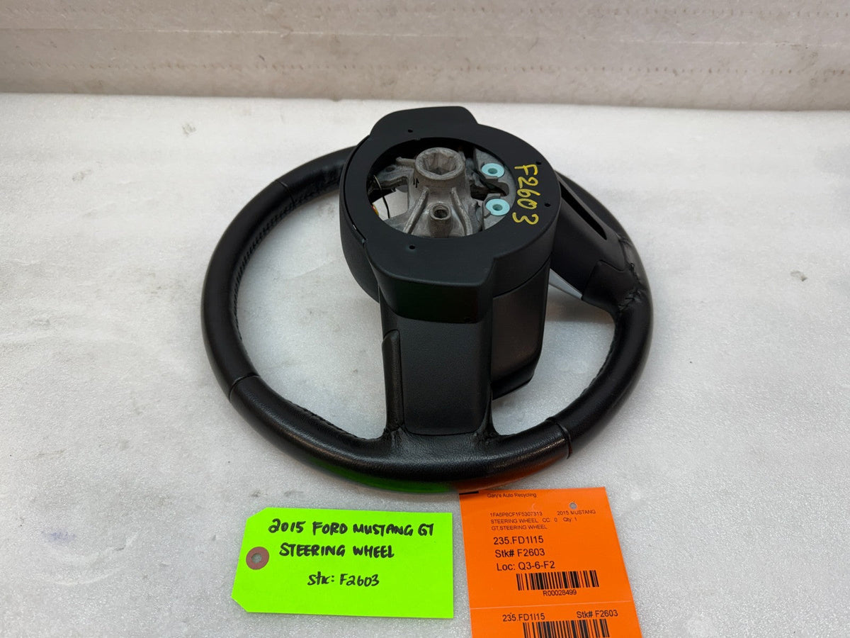 2015 FORD MUSTANG GT BLACK LEATHER STEERING WHEEL W CONTROLS 6sp MANUAL 15 16 17