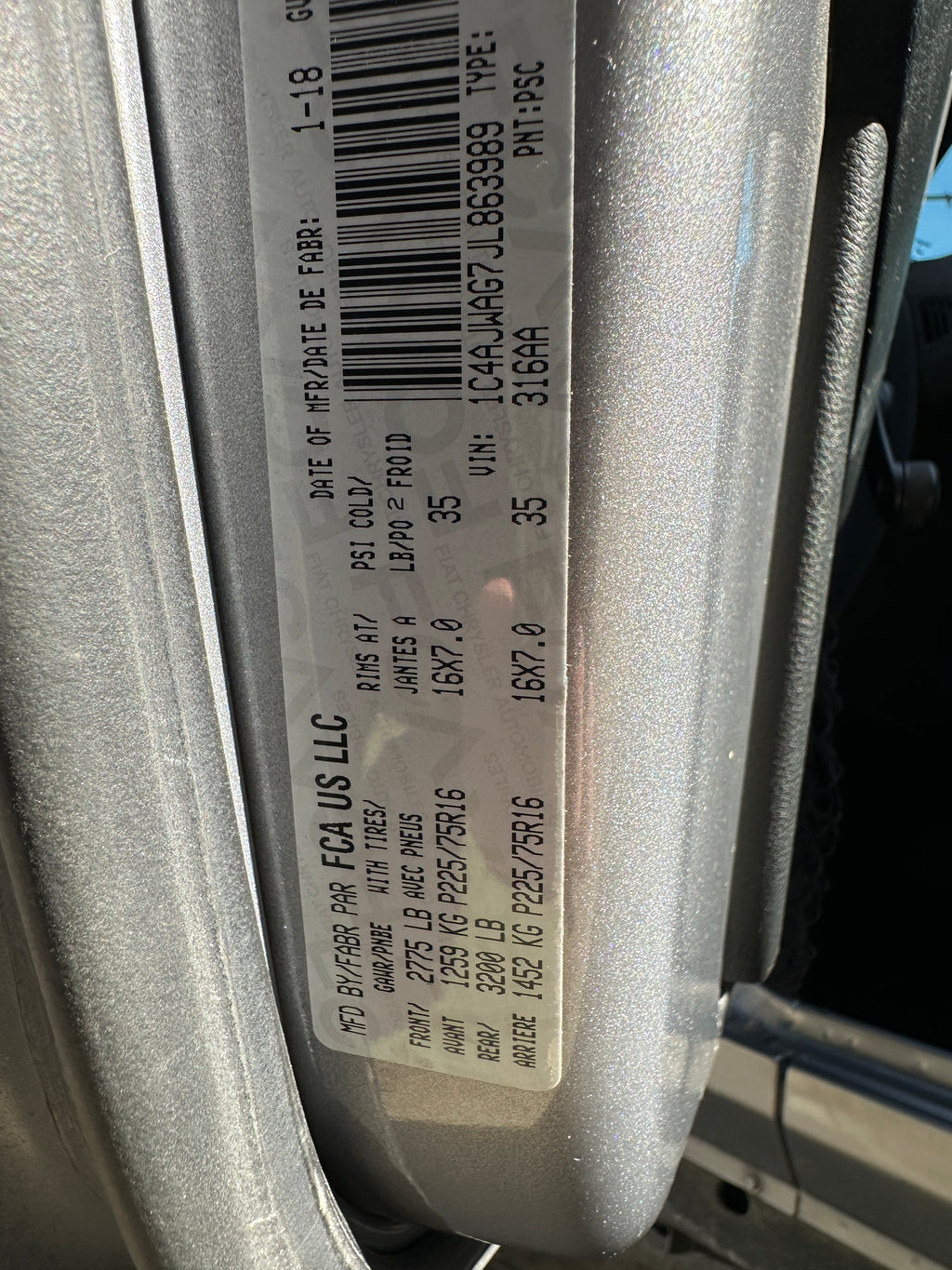 2018 Jeep Wrangler JL Sport 3.6 – J2544