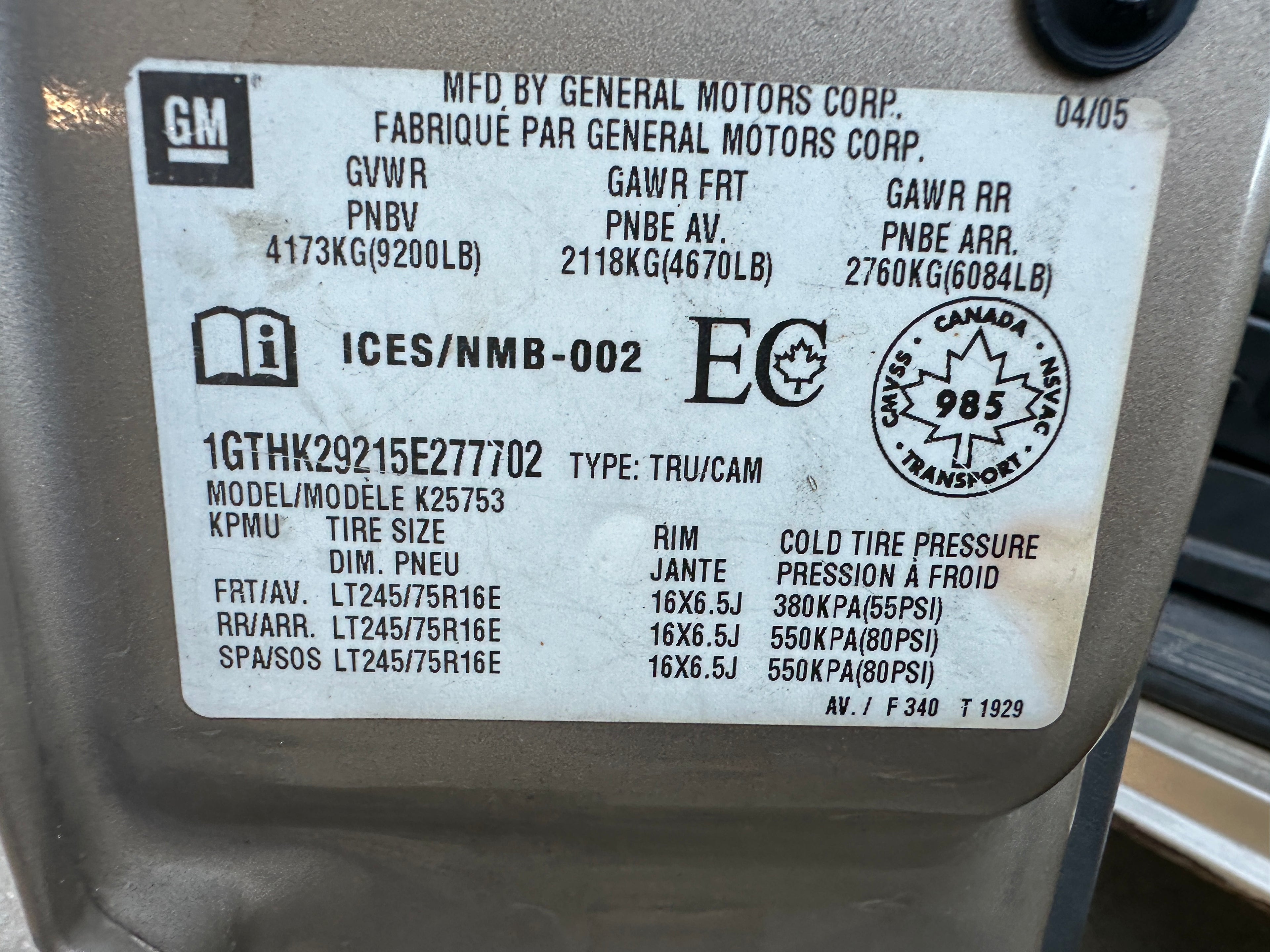 2005 GMC Sierra K2500HD 6.6 LLY Duramax – G2524