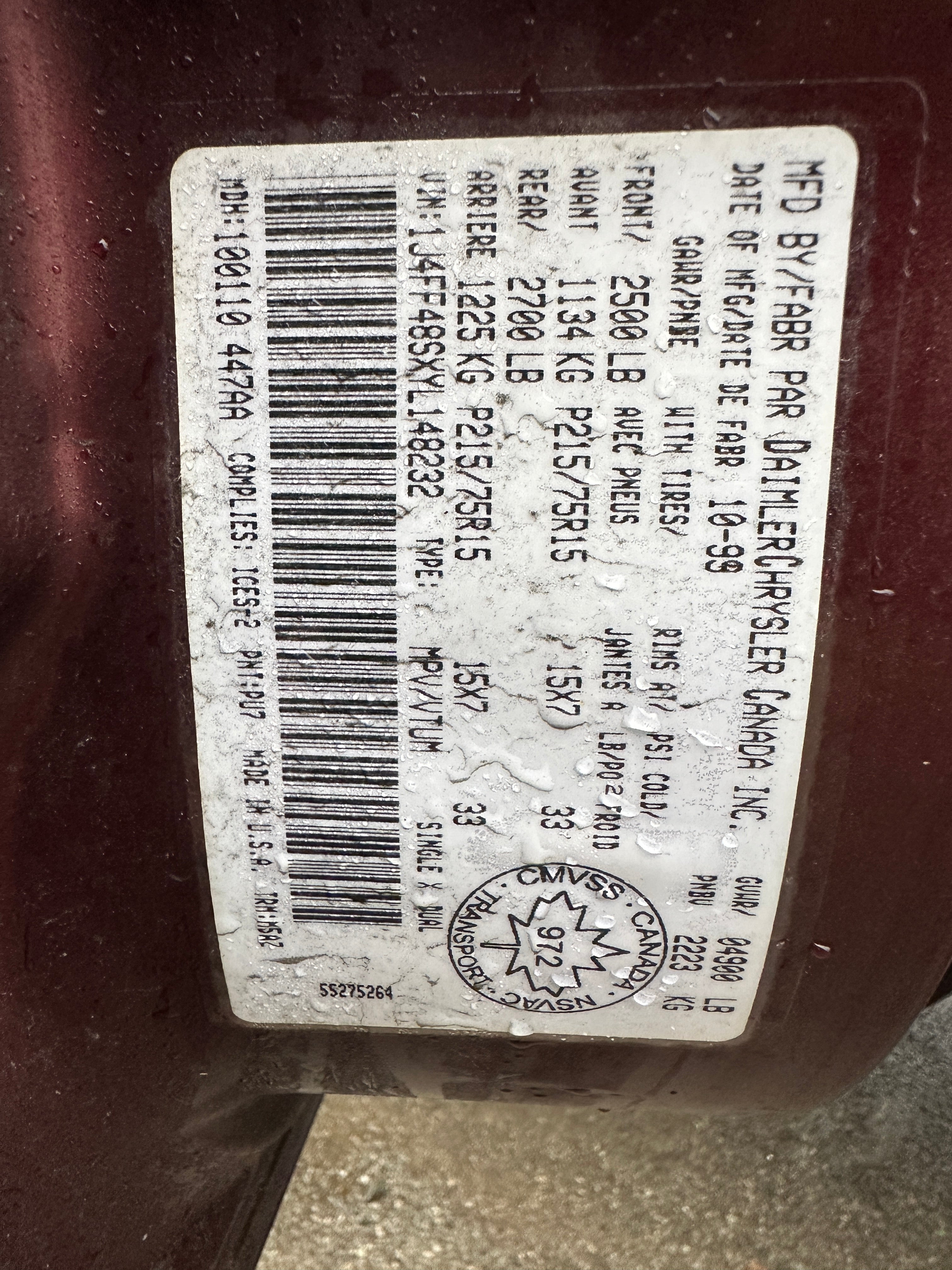 2000 Jeep Cherokee XJ Sport 4.0 – J2603