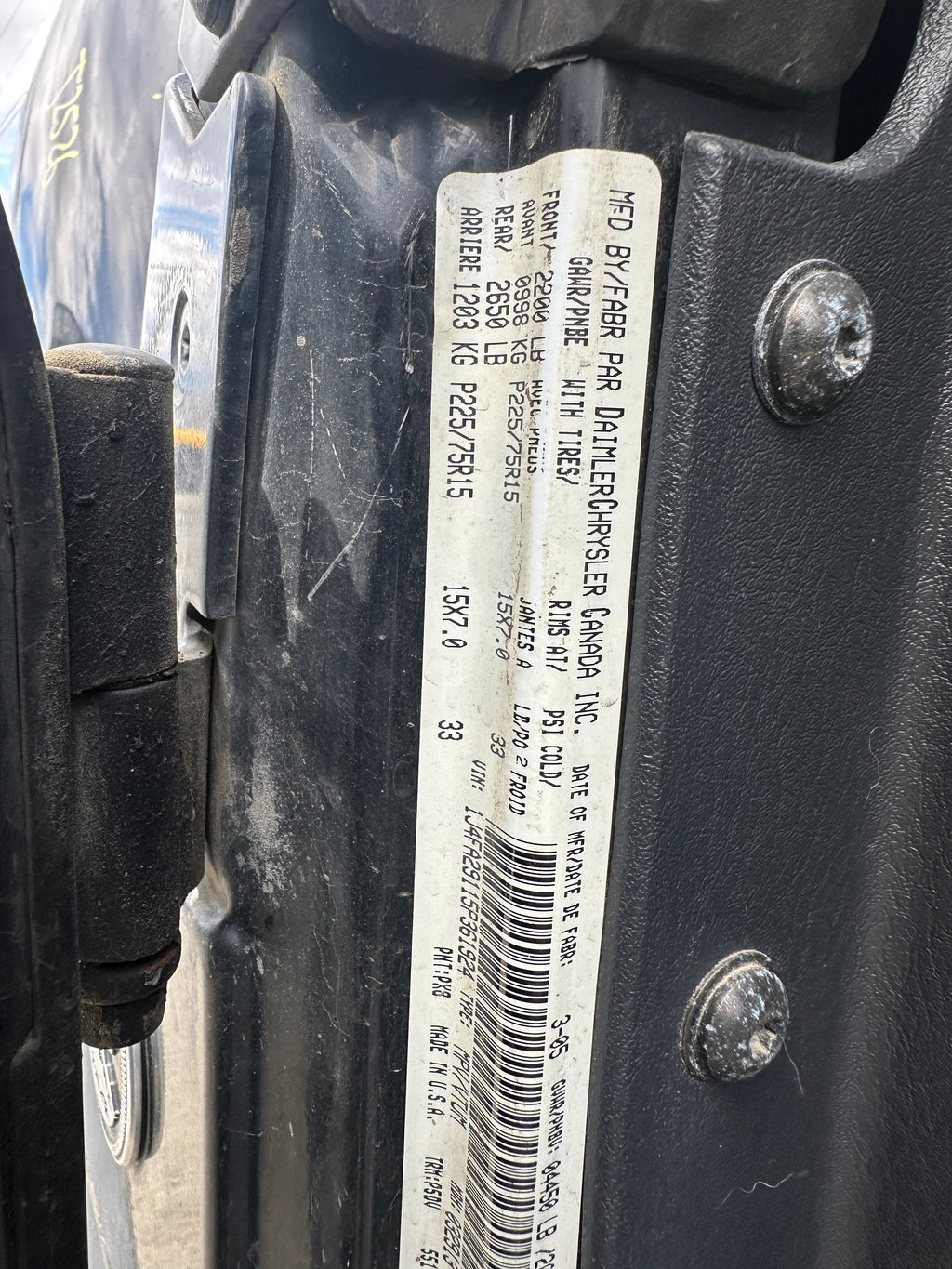 2005 Jeep Wrangler TJ 2.4 – J2526