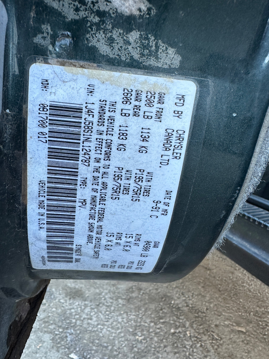 1992 Jeep Cherokee XJ 4.0 – J2505