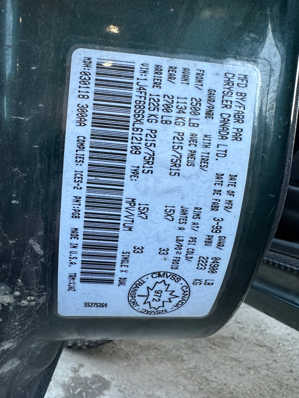 1999 Jeep Cherokee XJ 4.0 – J2506