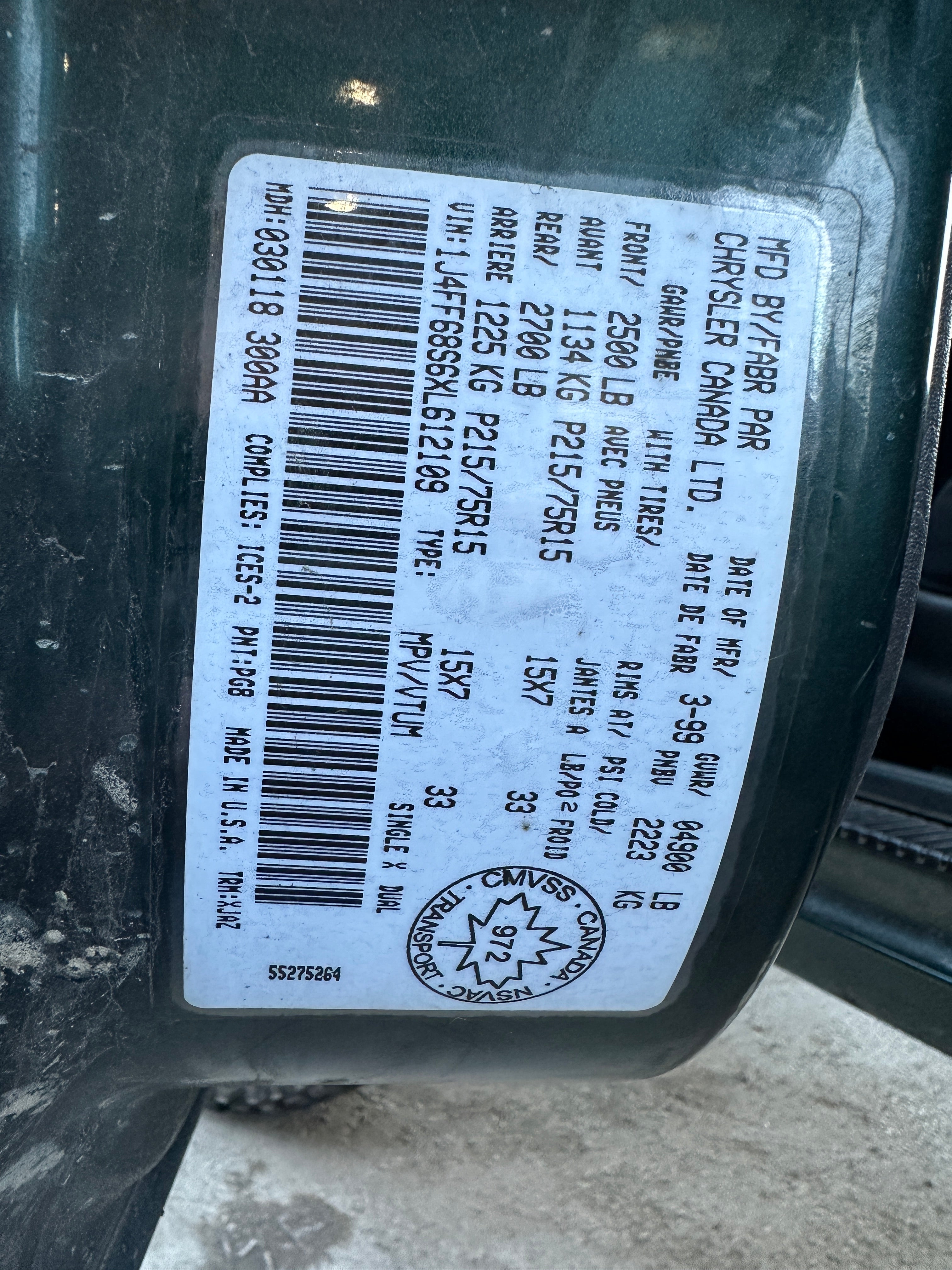 1999 Jeep Cherokee XJ 4.0 – J2506