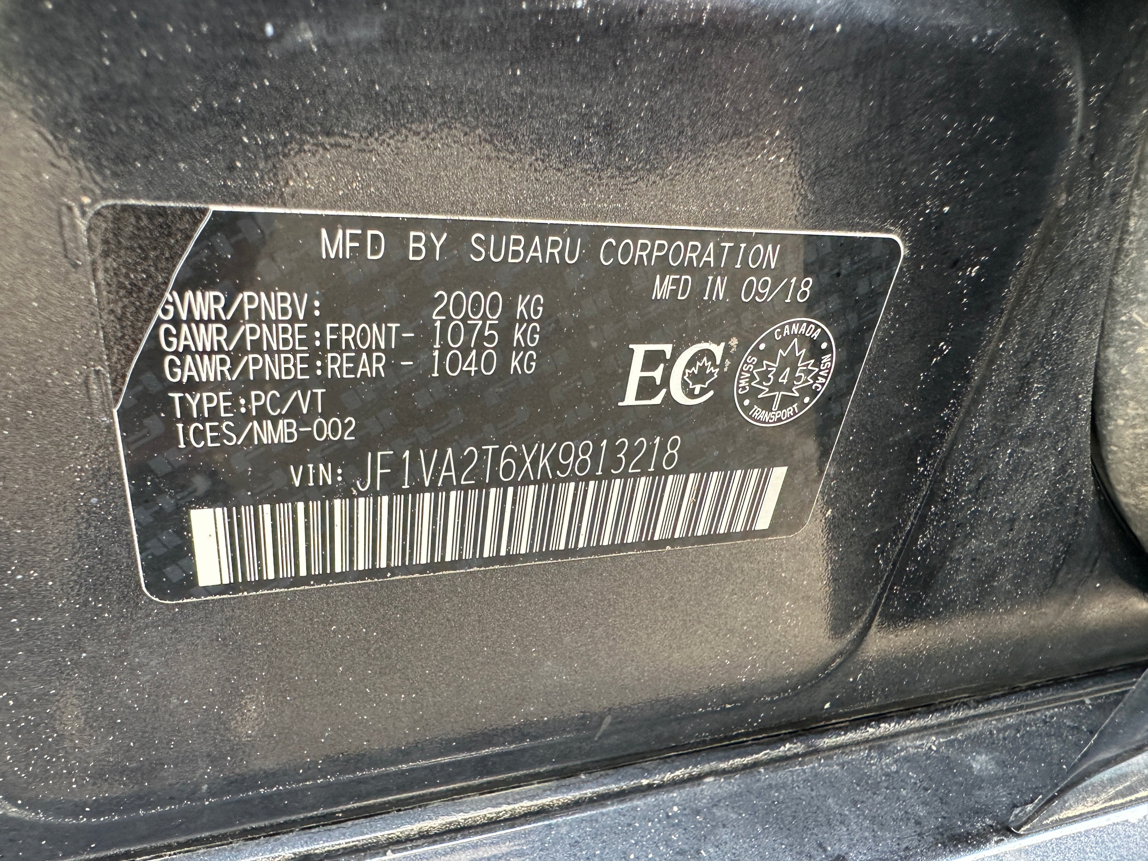 2019 Subaru Impreza STI 2.5 – SU2503