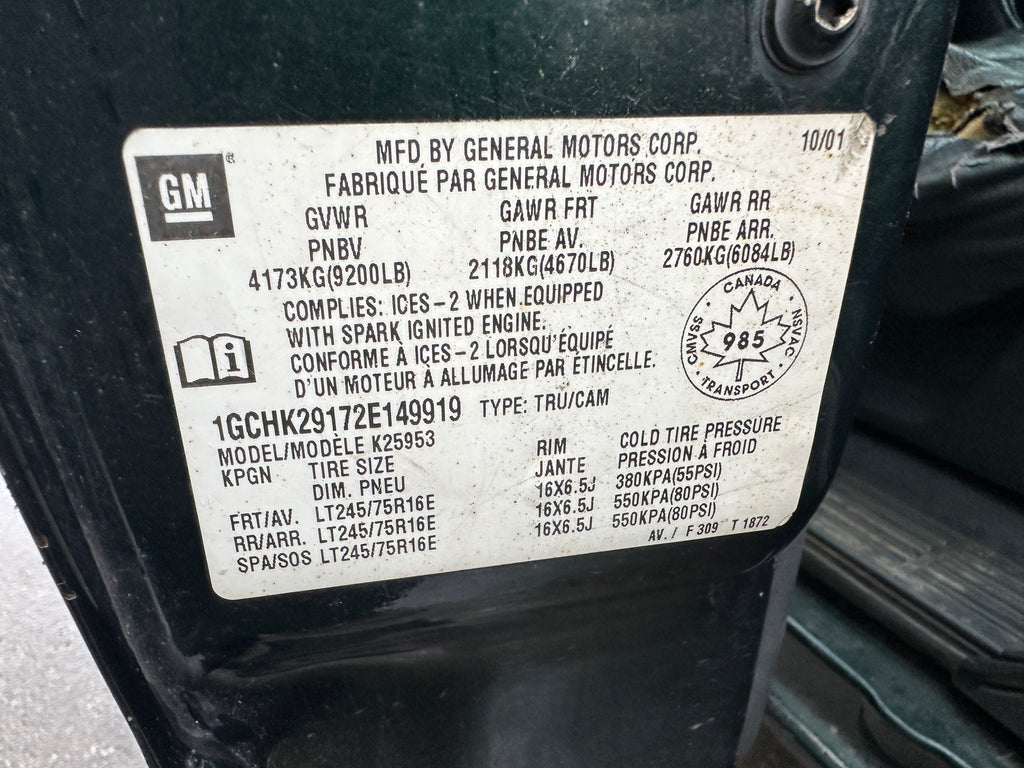 2002 Chevrolet Silverado K2500HD 6.6 LB7 Duramax – C2542