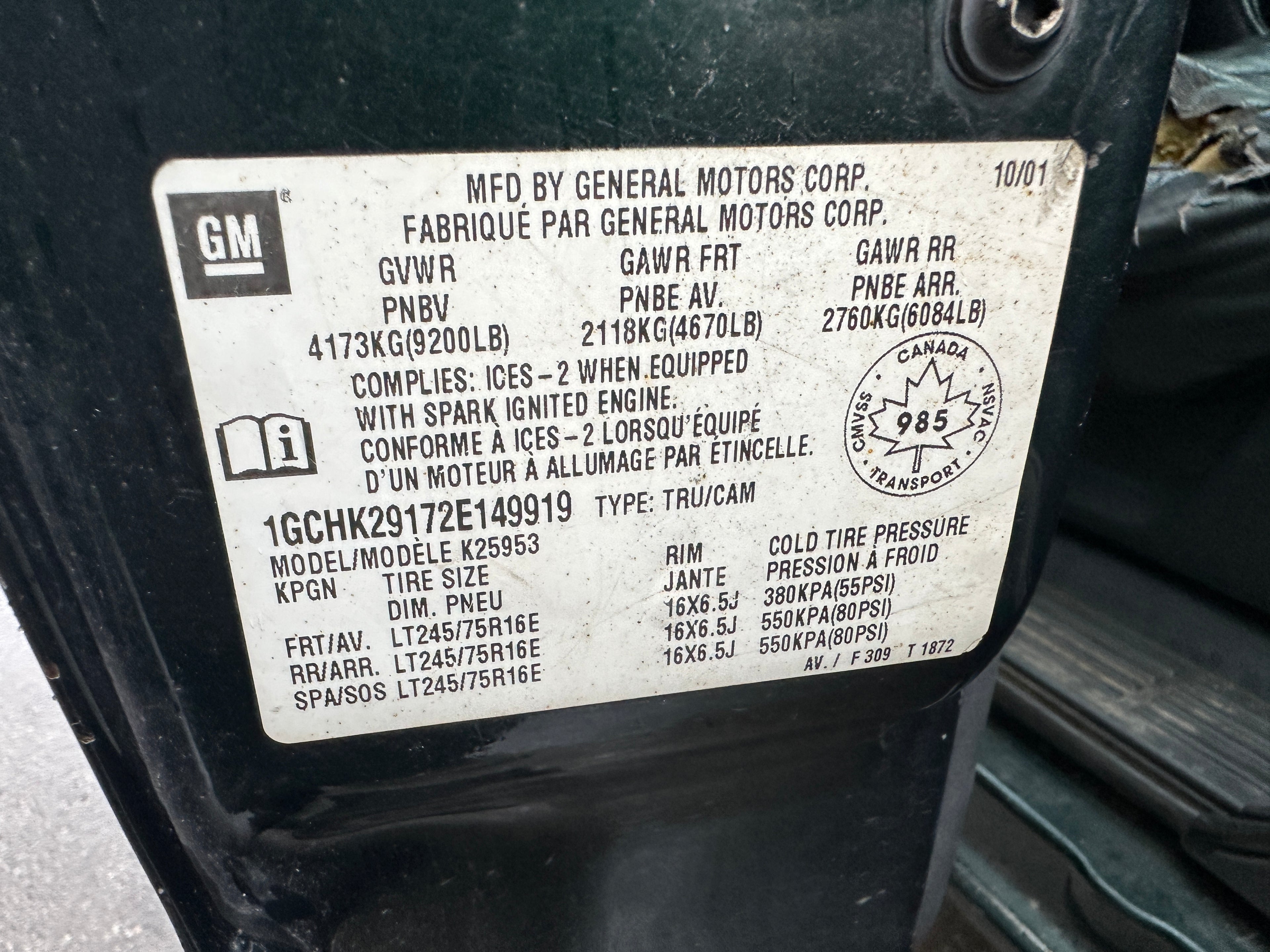 2002 Chevrolet Silverado K2500HD 6.6 LB7 Duramax – C2542