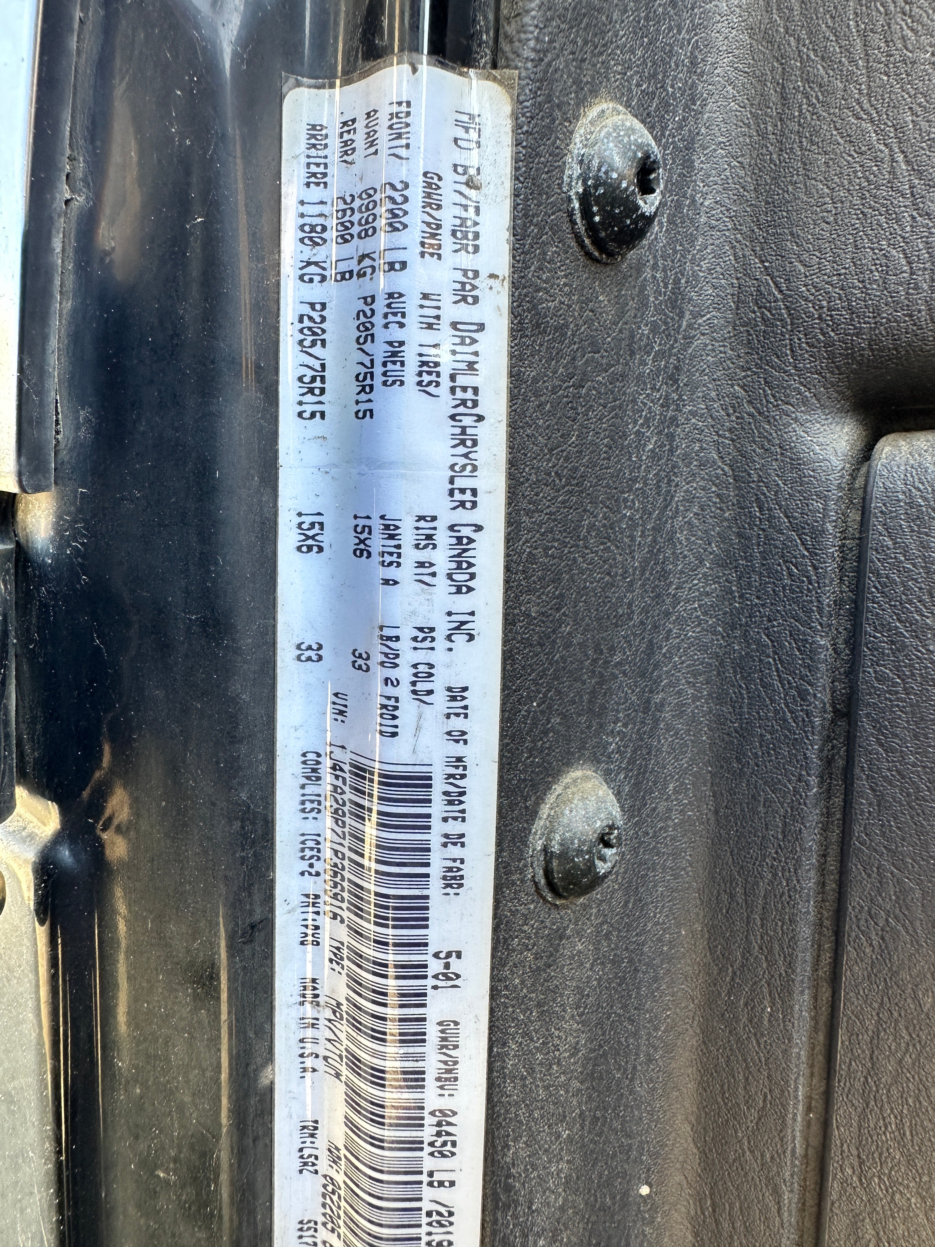 2001 Jeep Wrangler TJ 2.5 – J2517