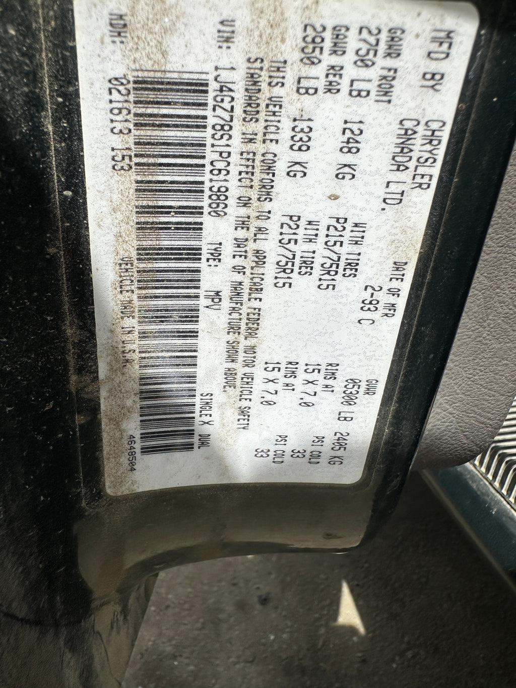 1993 Jeep Grand Cherokee Limited 4.0 – J2539