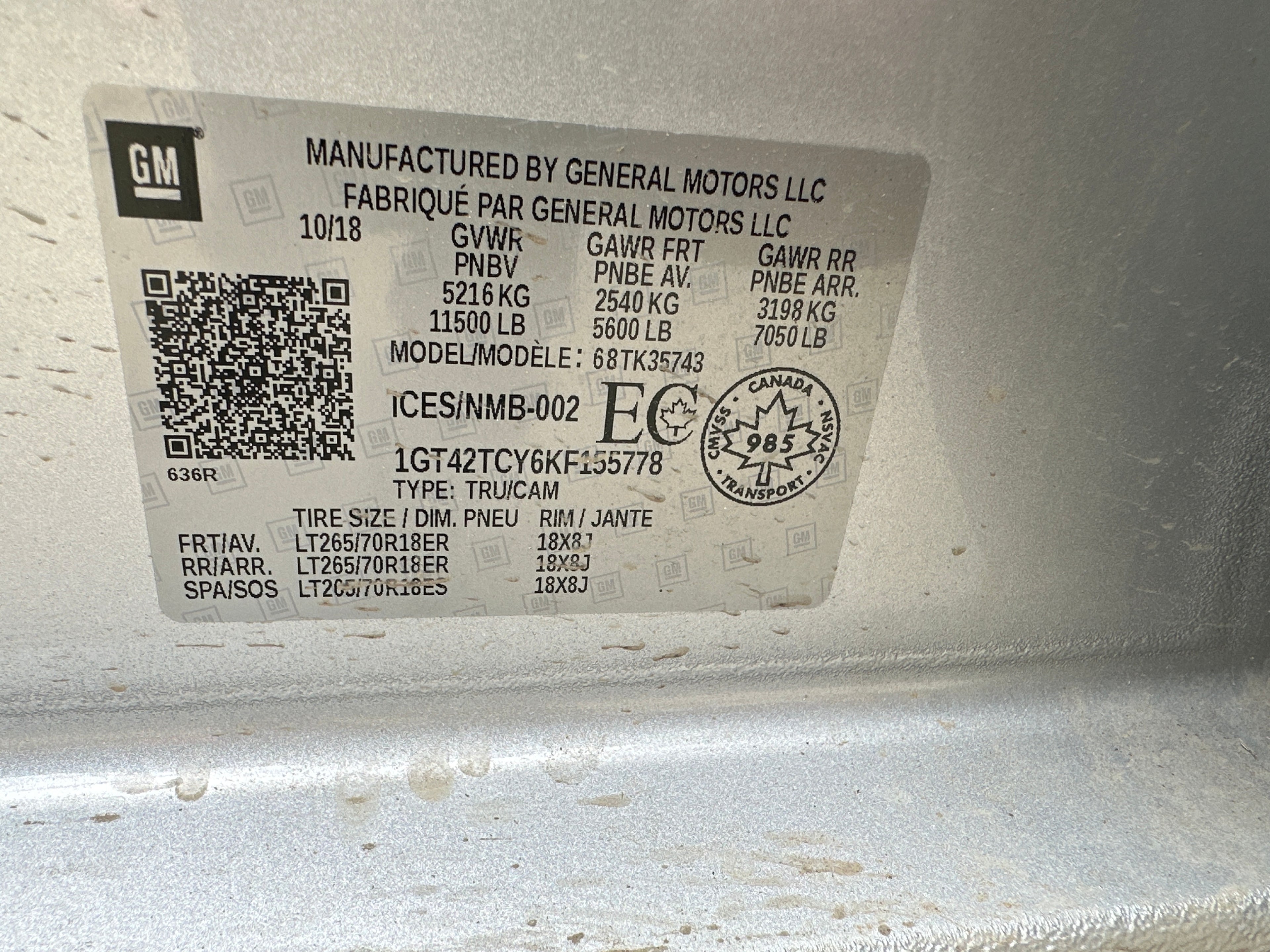 2019 GMC Sierra 3500 6.6L L5P – G2516