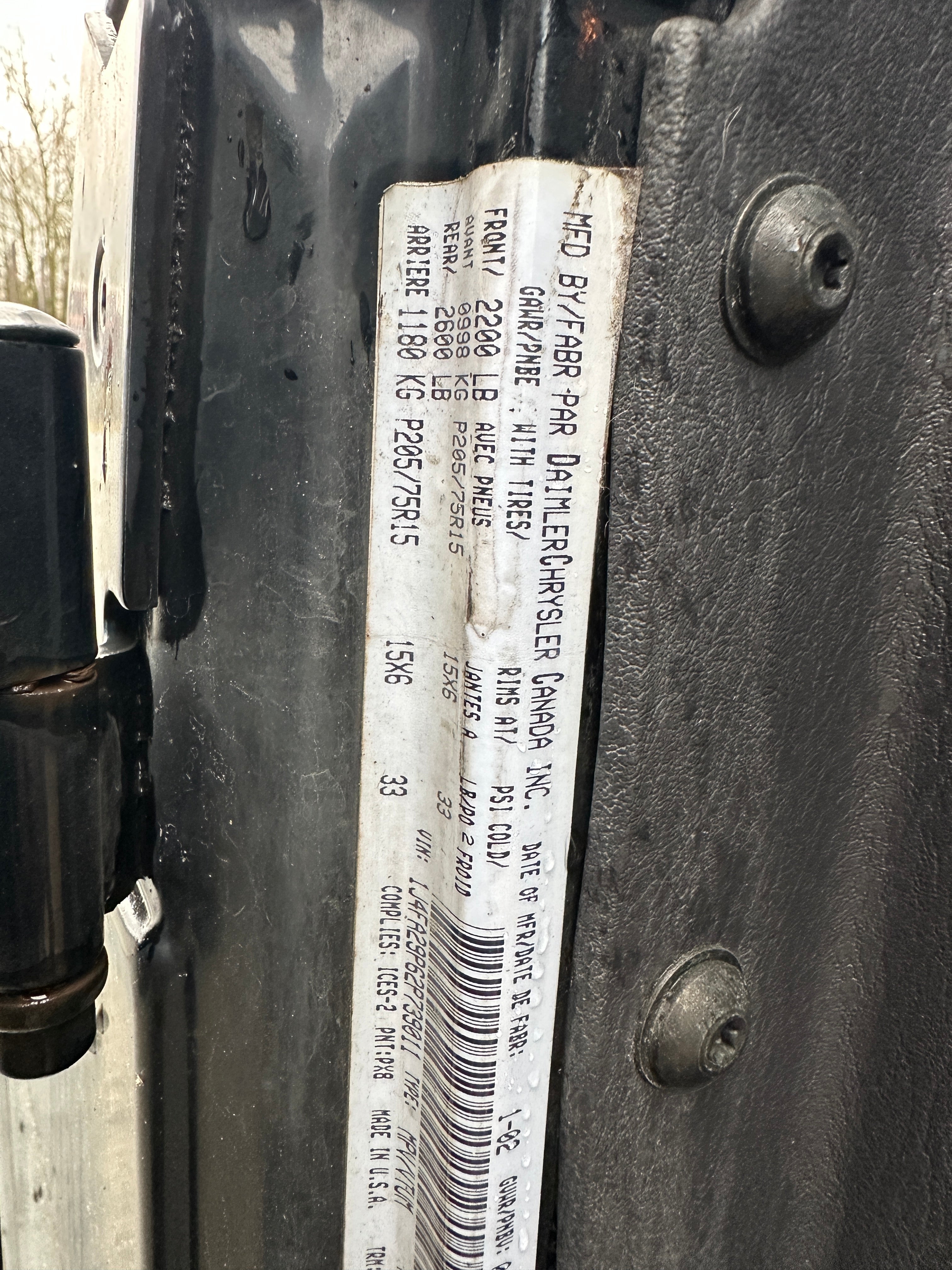 2002 Jeep Wrangler TJ 2.5 – J2601