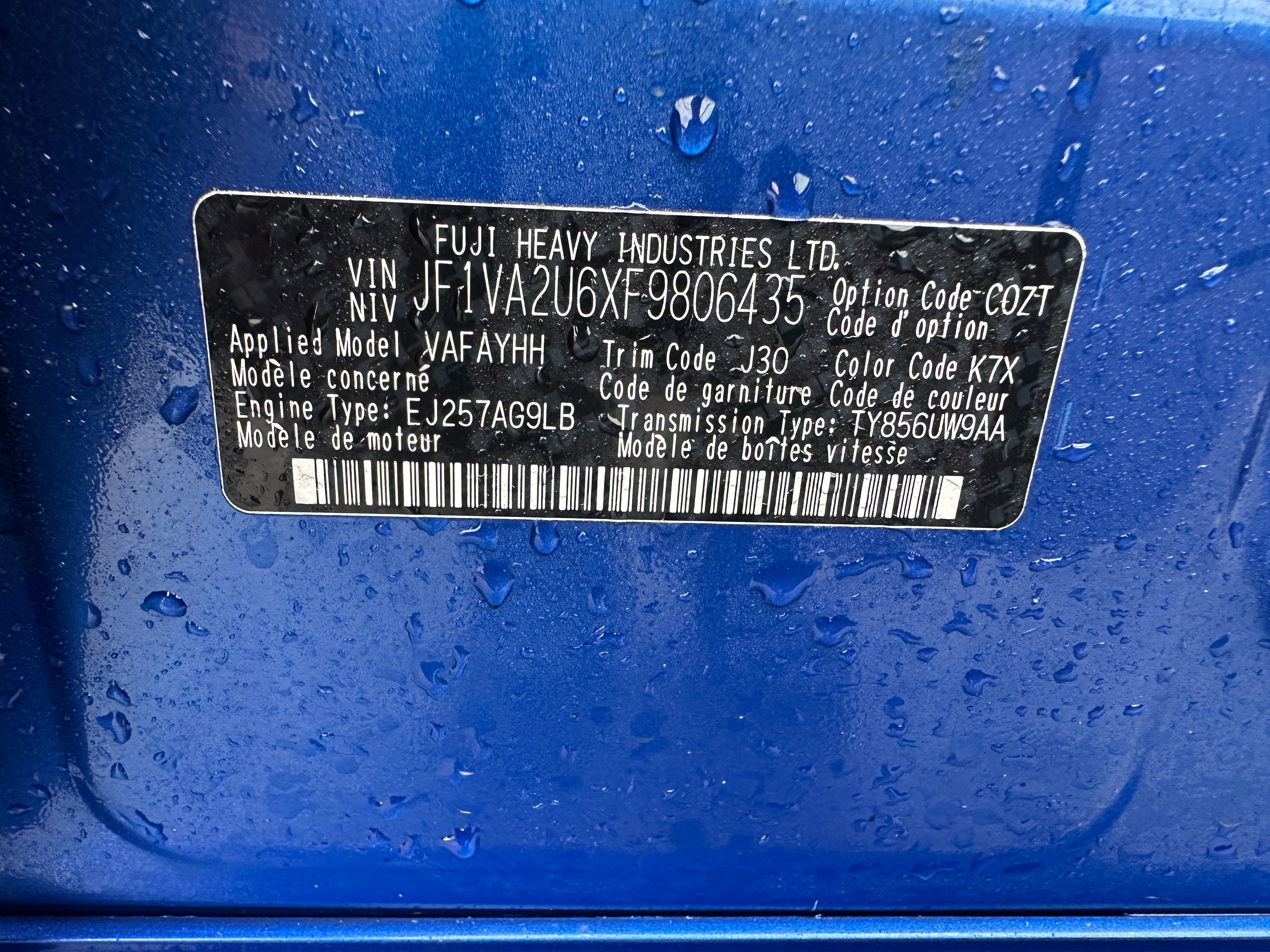 2015 Subaru WRX STI Limited 2.5 – SU2601